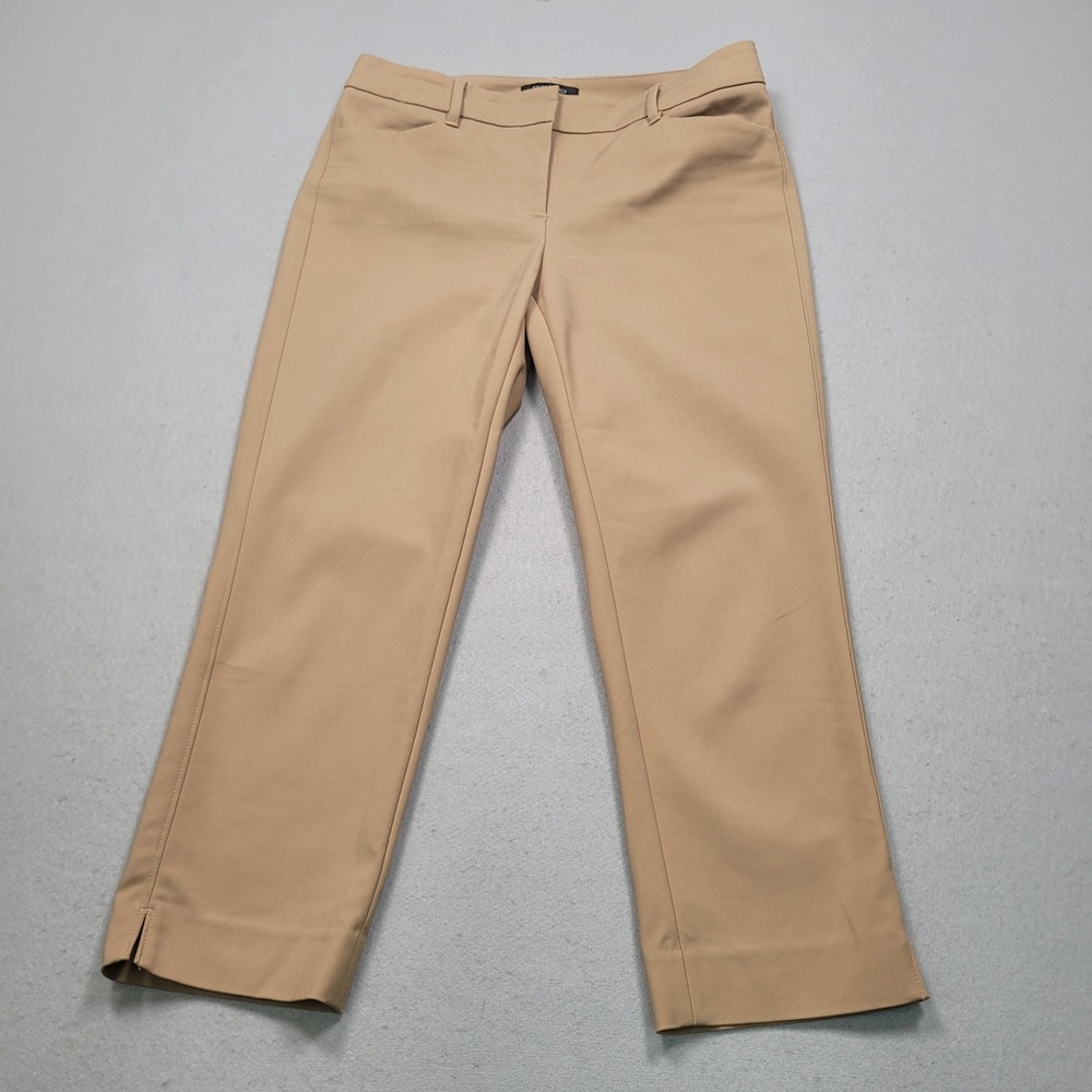 White House Black Market Perfect Form Straight Crop Pants Khaki Tan Size 4
